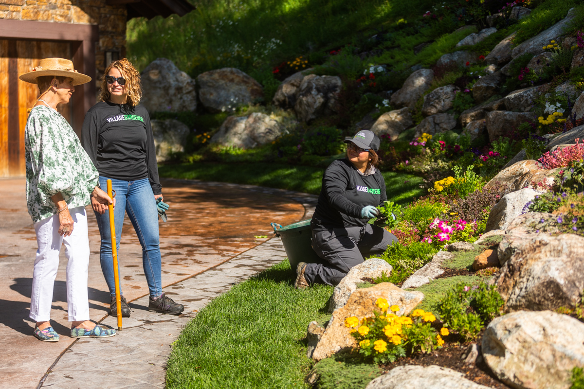 crew team maintenance weeding large planting bed boulders groundcover perennials 7 customer account manager