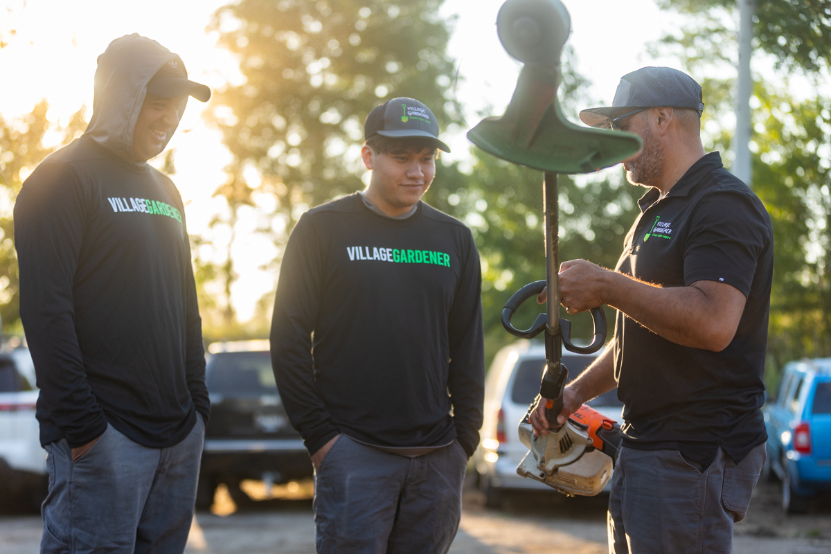 crew team morning meeting trucks equipment office 29