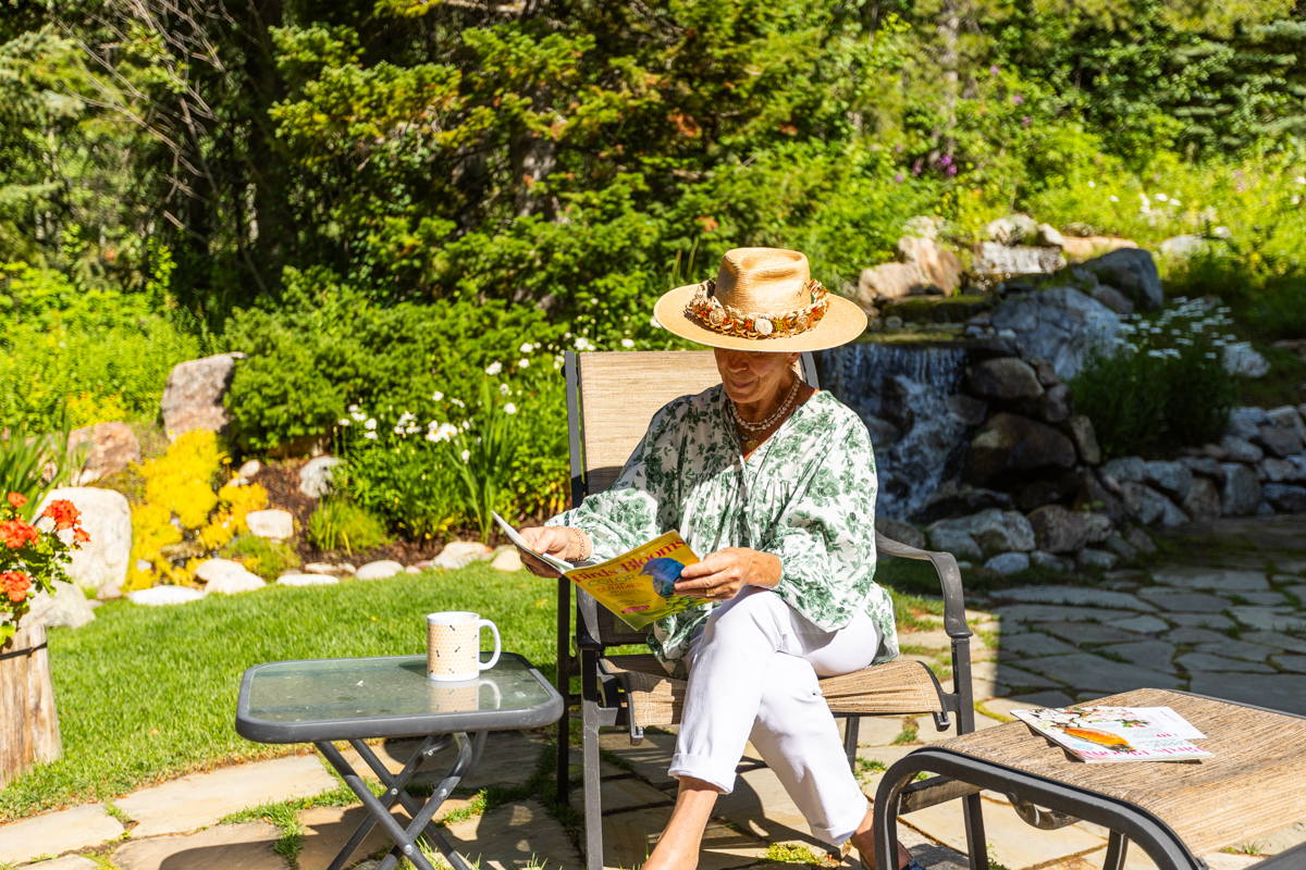 customer flagstone patio waterfall planting beds 6